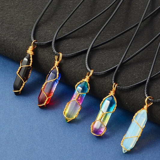 Hexagon Crystal Point Necklaces