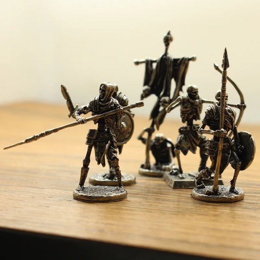 Copper Skeleton Legion Figurines – Retro Metal Skull Soldier Miniature Decoration