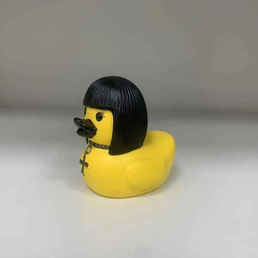 Gothic Punk Duck Figurine – Novelty 1980s-Inspired Halloween Duck for Dark Decor & Gifts